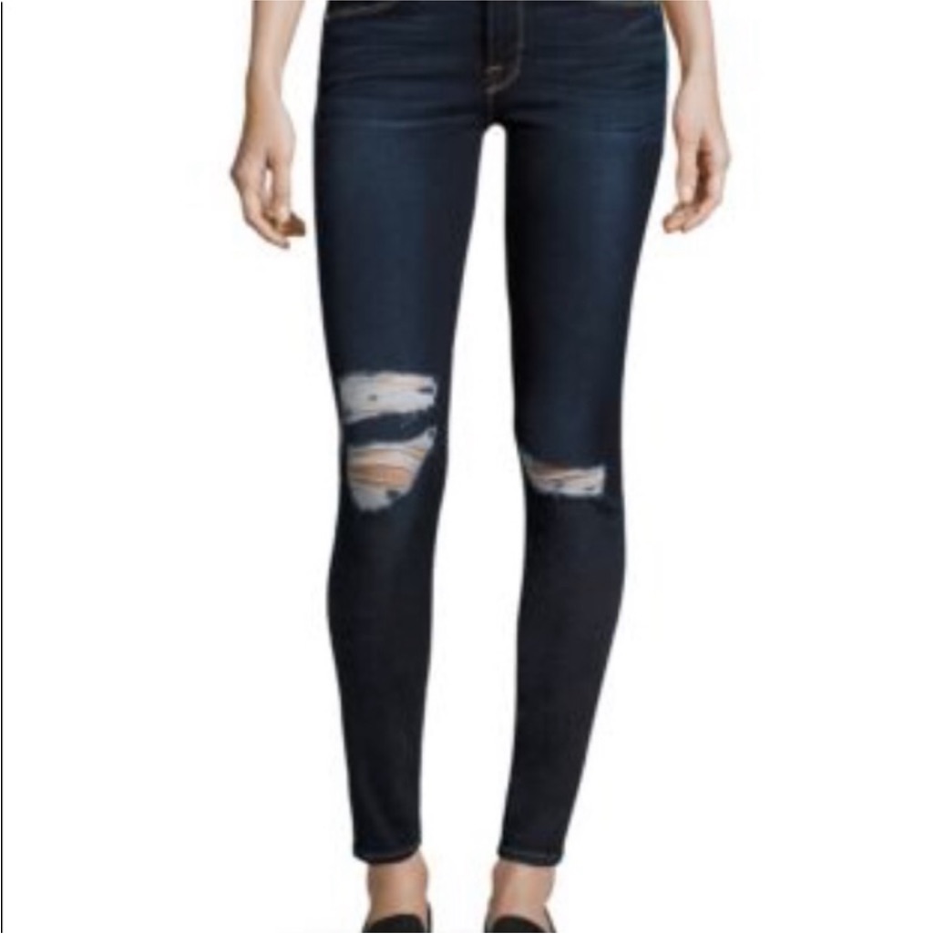 Frame Denim Le Skinny De Jeanne Dark Distressed 25